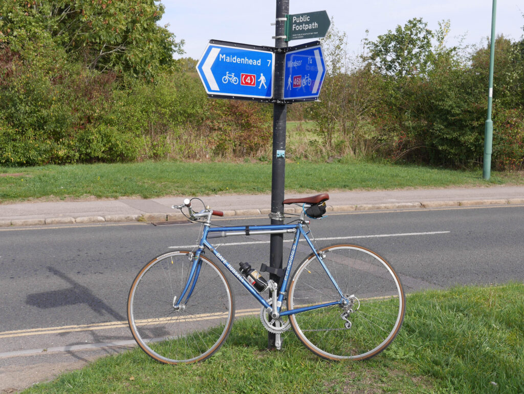 Signpost and bike
